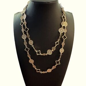 Gold Tone Fashion Long Necklace